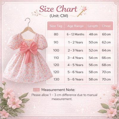 Baby Girls Floral Bow Princess Cute Puff Sleeve Party Dress (6 months to 6 years)_img_9