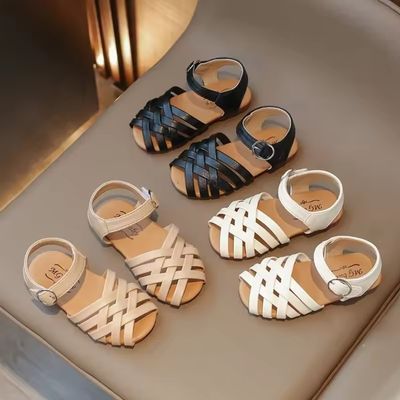 Kids Girls Cross Strap Summer Beach Leather Sandals (1.5 to 3 years)_img_0
