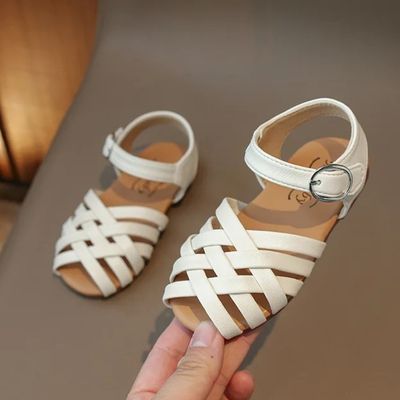 Kids Girls Cross Strap Summer Beach Leather Sandals (1.5 to 3 years)_img_4