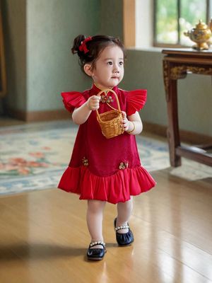 Baby Girl Elegant Traditional Style Red Party Dress (6 months to 3 years) for your ANGEL_img_0