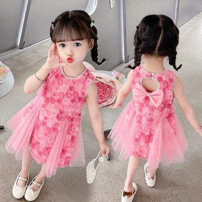 Baby Girl Rose Elegant Sleeveless Tulle Party Dress (1  to 7 years)_img_1