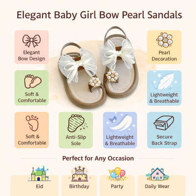 Baby Girl Summer Cute Soft Bow Pearl Sandals (1.5 to 3 years)_img_1