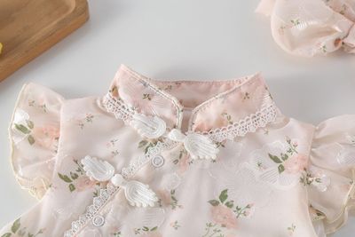 Baby Girls Floral Cheongsam Soft Elegant Romper Set with Headband (0 to 2 years)_img_2