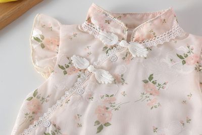 Baby Girls Floral Cheongsam Soft Elegant Romper Set with Headband (0 to 2 years)_img_3