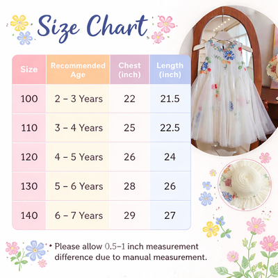 Kids Girls Floral Embroidered Summer Tulle Party Dress with Necklace (2 to 7 years)_img_7