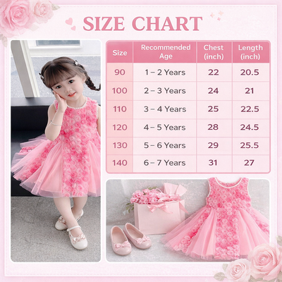 Baby Girl Rose Elegant Sleeveless Tulle Party Dress (1  to 7 years)_img_7