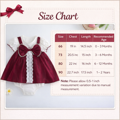 Baby Girl Elegant Lace Red Wine Bow Party Romper Dress (0 to 2 years)_img_11