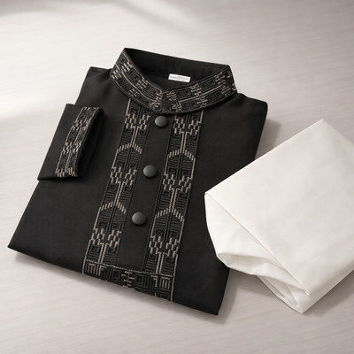 Kids Boy Premium Elegant China Vangchur Saffron EID Panjabi with Pant (2 to 8 years)_img_4