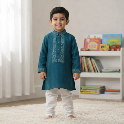 Kids Boy Premium Elegant China Vangchur Saffron EID Panjabi with Pant (2 to 8 years)_img_2