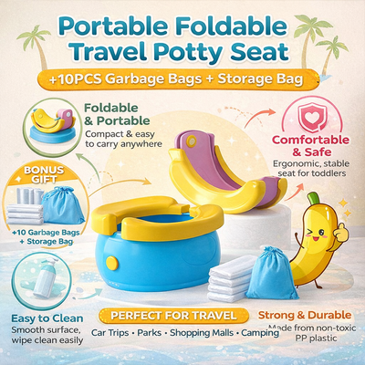 Baby Foldable Travel Potty Seat with 10PCS Garbage Bags & Storage Bag | Portable Toddler Toilet_img_1