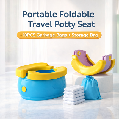 Baby Foldable Travel Potty Seat with 10PCS Garbage Bags & Storage Bag | Portable Toddler Toilet_img_0