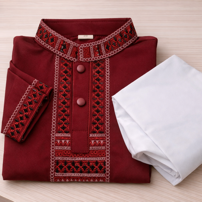 Kids Premium Mauve Embroidered China Saffron Eid Punjabi (0 to 8 years)_img_1