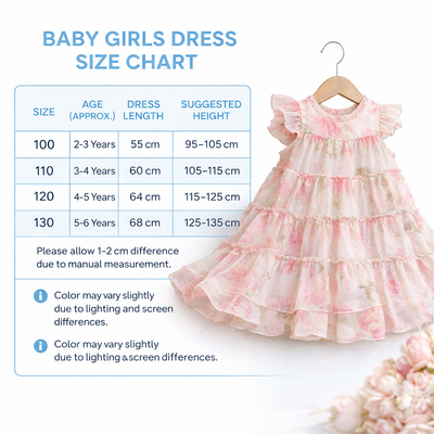 Kids Girls Floral Tiered Soft Chiffon Ruffle Sleeve Princess Dress (2 to 6 years)_img_3