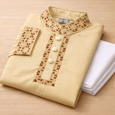 Kids Boy Premium Elegant China Saffron EID Panjabi with Pant (2 to 8 years)_img_4