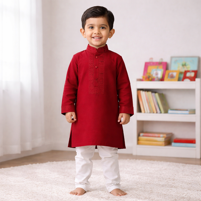 Kids Boy Premium Elegant China Saffron EID Panjabi with Pant (2 to 8 years)_img_1