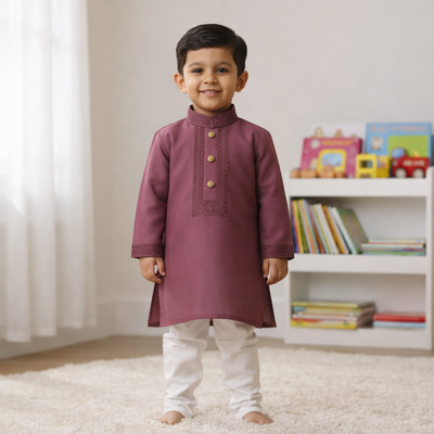 Kids Boy Premium Elegant China Saffron EID Panjabi with Pant (2 to 8 years)_img_0