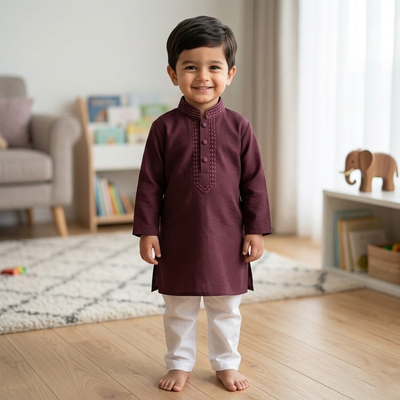 Kids Boy Premium Elegant China Saffron EID Panjabi with Pant (2 to 8 years)_img_0