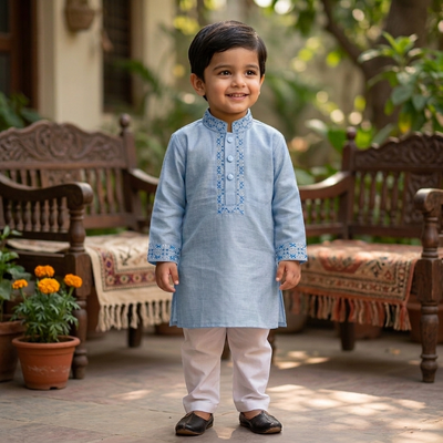 Kids Boy Premium Elegant China Saffron EID Panjabi with Pant (2 to 8 years)_img_0