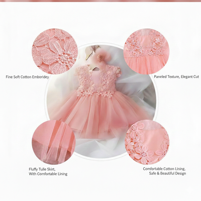 Baby Girls Soft Tulle Princess Floral Party Dress (3 to 36 months)_img_3