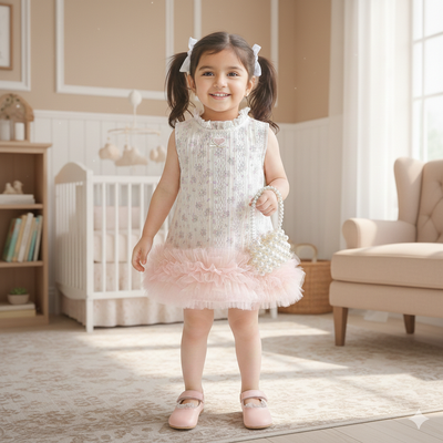 Baby Girl Floral Ruffle Soft Sleeveless Princess Party Dress (0 to 5 years) for yours ANGEL_img_1