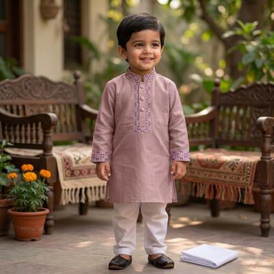 Kids Boy Premium Elegant China Saffron EID Panjabi with Pant (2 to 8 years)_img_2