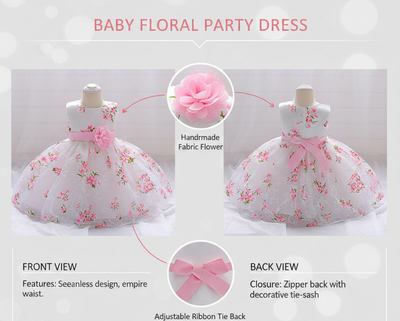 Kids Girls Floral Printed Princess Sleeveless Tulle Party Dress (2 to 6 years)_img_9