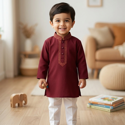 Kids Boy Premium Elegant China Saffron EID Panjabi with Pant (2 to 8 years)_img_1