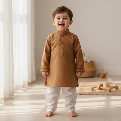 Kids Boy Premium Elegant China Vangchur Golden EID Panjabi with Pant (2 to 8 years)_img_2