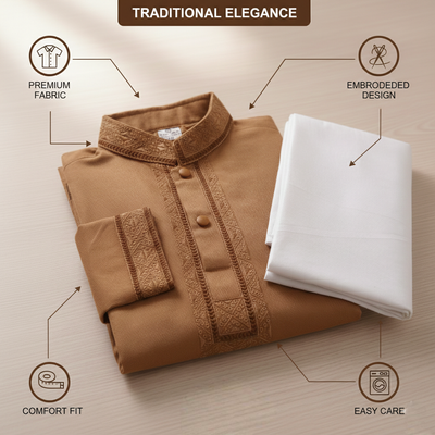 Kids Boy Premium Elegant China Vangchur Golden EID Panjabi with Pant (2 to 8 years)_img_5