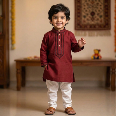 Kids Boy Premium Elegant China Saffron EID Panjabi with Pant (2 to 8 years)_img_1