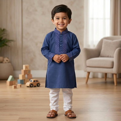 Kids Boy Premium Elegant China Vangchur Golden EID Panjabi with Pant (2 to 8 years)_img_1