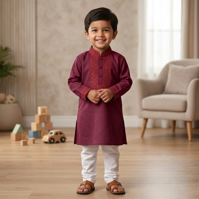 Kids Boy Premium Elegant China Vangchur Golden EID Panjabi with Pant (2 to 8 years)_img_2
