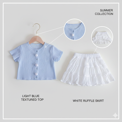 Kids Girls Boutique Textured Elegant Summer Top & Tiered Skirt Pant Set (6 months to 6 years) for your ANGEL_img_9