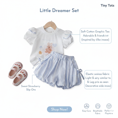 Baby Girl Bunny Print Top & Blue Check Shorts Set (1 to 6 years) for yours ANGEL_img_11