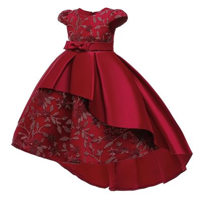 Kids Girls Luxury Princess Embroidered Satin High-Low Party Gown Dress (2 to 7 years)_img_6