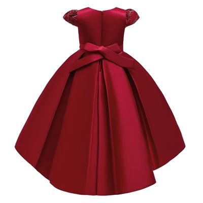 Kids Girls Luxury Princess Embroidered Satin High-Low Party Gown Dress (2 to 7 years)_img_7