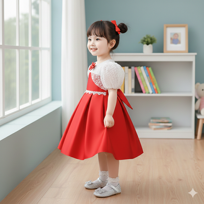 Kids Girls Luxury Red Princess Party Dress (6 months to 3 years) for your ANGEL_img_2