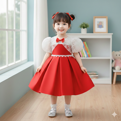 Kids Girls Luxury Red Princess Party Dress (6 months to 3 years) for your ANGEL_img_1