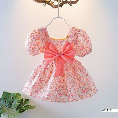 Baby Girls Floral Bow Princess Cute Puff Sleeve Party Dress (6 months to 6 years)_img_7