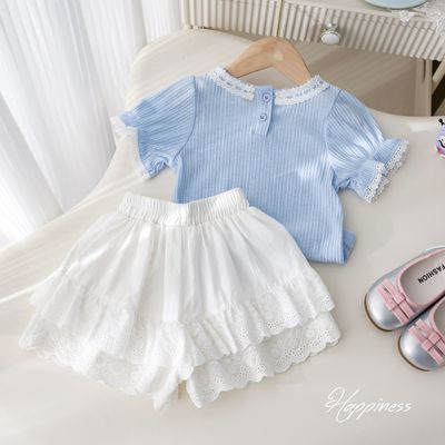 Baby Girls Princess Blue Top with White Lace Skirt Dress (6 months to 6 years)_img_1