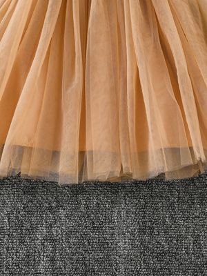 Kids Girls Princess White & Golden Tulle Party Dress (3 to 8 years)_img_6