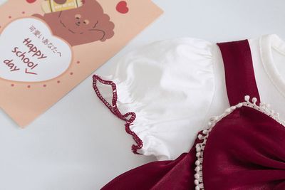 Baby Girl Elegant Lace Red Wine Bow Party Romper Dress (0 to 2 years)_img_5