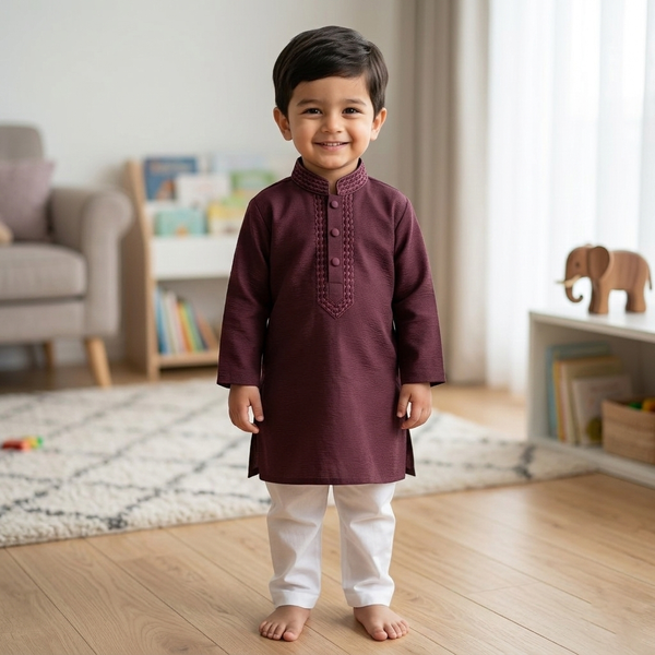 Kids Boy Premium Elegant China Saffron EID Panjabi with Pant (2 to 8 years)