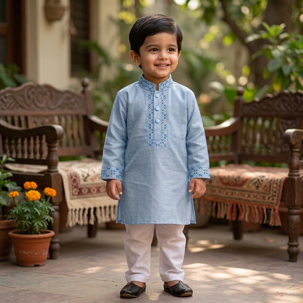 Kids Boy Premium Elegant China Saffron EID Panjabi with Pant (2 to 8 years)