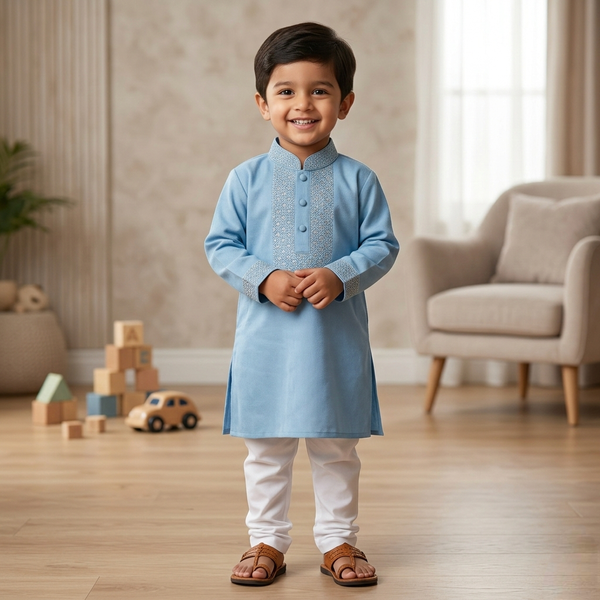 Kids Boy Premium Elegant China Vangchur Golden EID Panjabi with Pant (2 to 8 years)