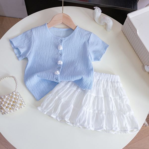 Kids Girls Boutique Textured Elegant Summer Top & Tiered Skirt Pant Set (6 months to 6 years) for your ANGEL