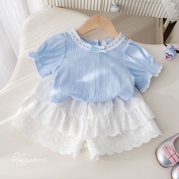 Baby Girls Princess Blue Top with White Lace Skirt Dress (6 months to 6 years)
