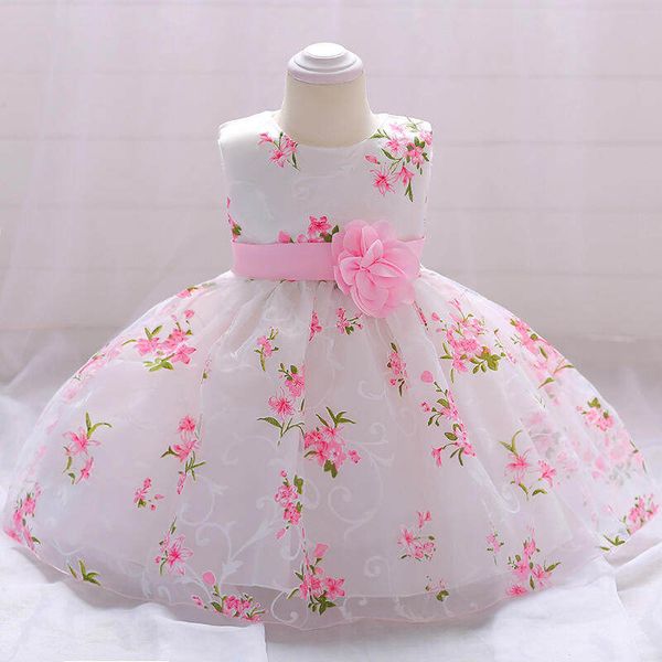 Kids Girls Floral Printed Princess Sleeveless Tulle Party Dress (2 to 6 years)