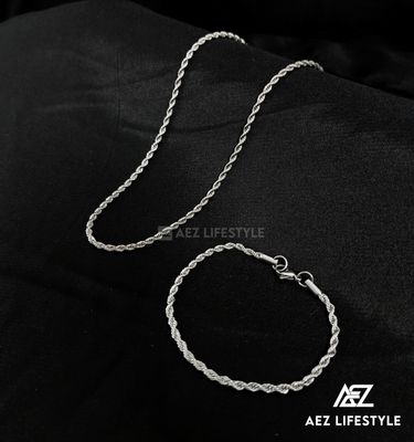 3mm Twist Rope Combo Chain + Bracelet (Silver Edition)_img_0