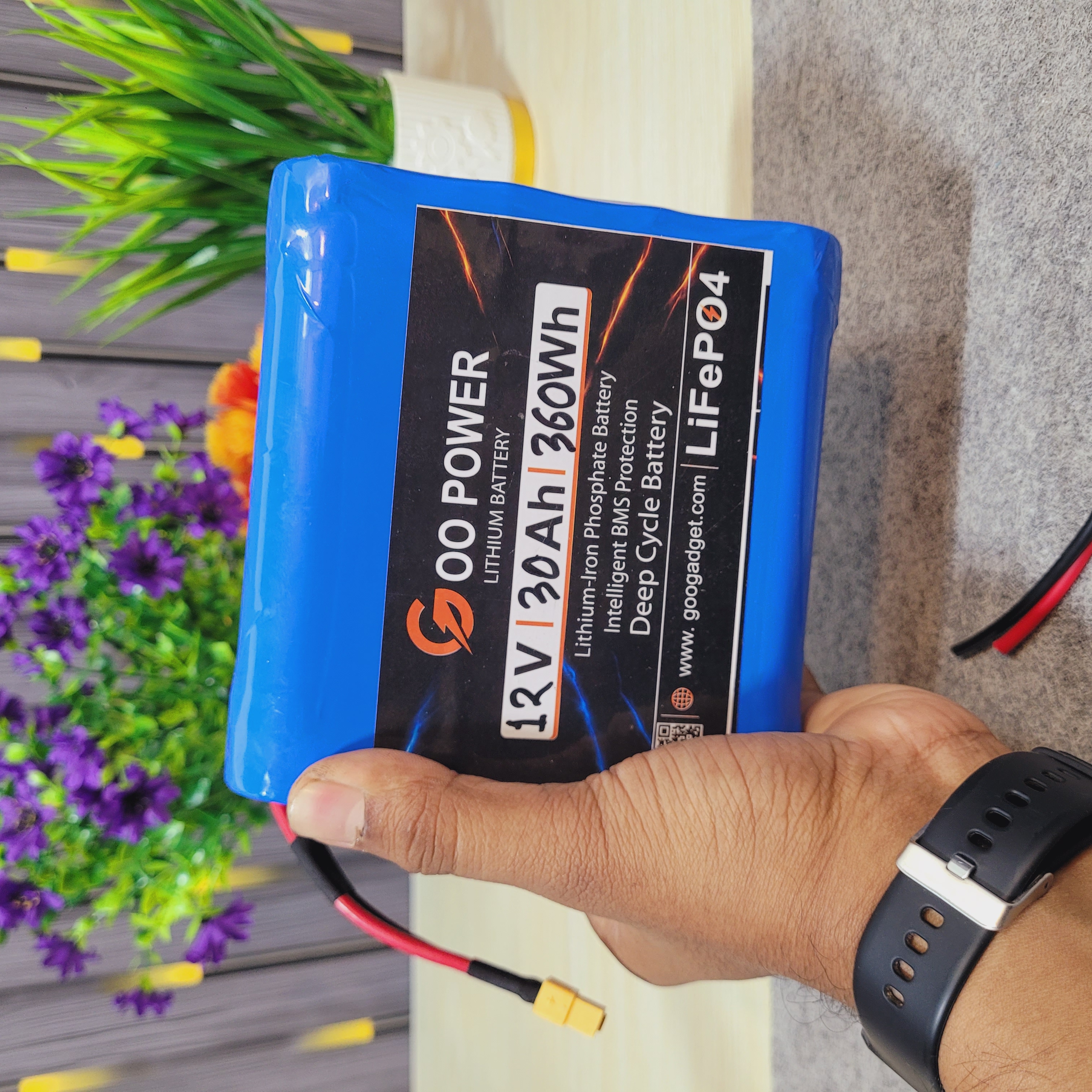 12.8V 30Ah LiFePO4 Battery Pack | 4S2P | 100A BMS | XT60 & Battery Level_img_1